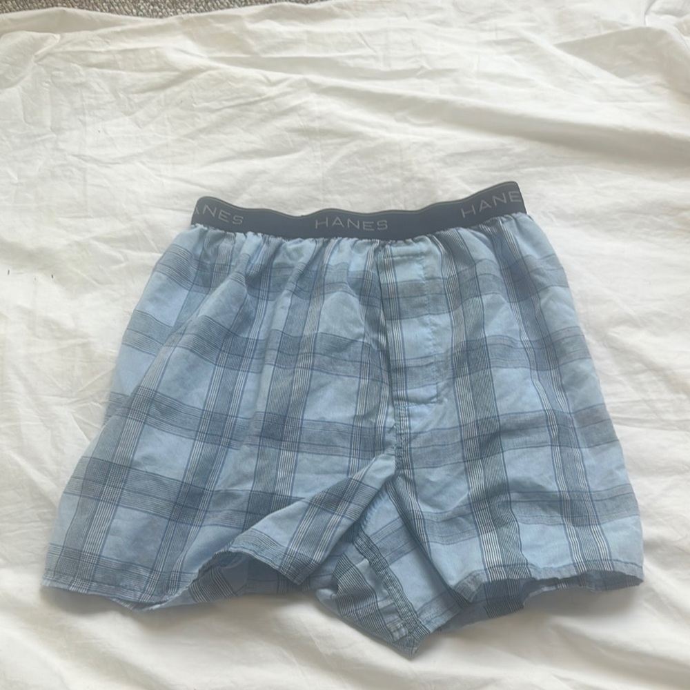 Hanes Light Blue Plaid Boxers